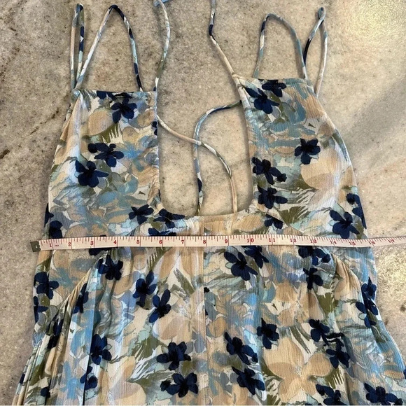 Free People Mulberry Floral Boho Blue Maxi Dress Size Small - Picture 8 of 12